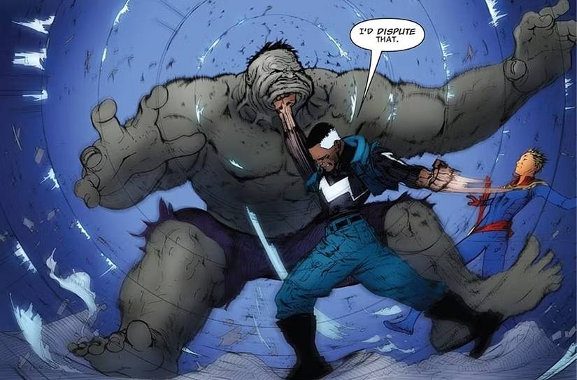 blue marvel punches out hulk ultimates 2 100