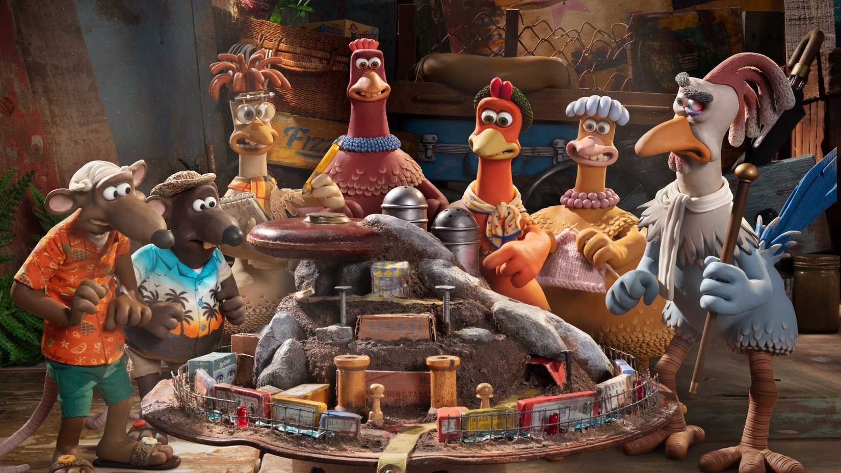 Ginger Rocky and Fowler gather together in Chicken Run 2 Dawn of the Nugget