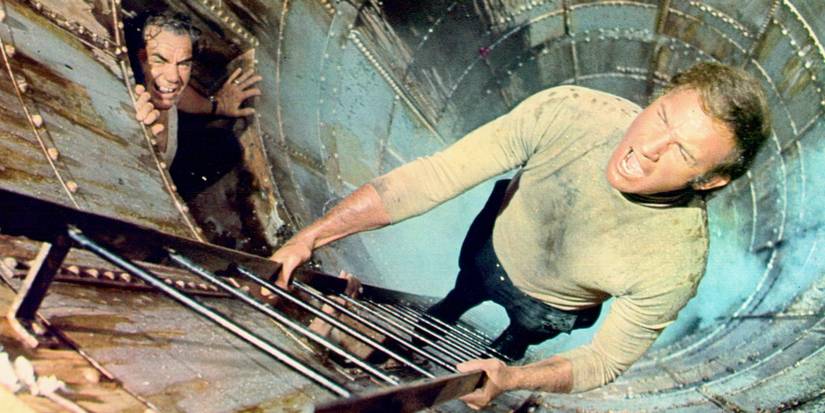 Reverend Frank Scott on a ladder in The Poseidon Adventure.