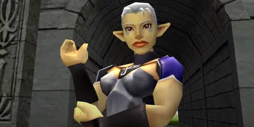 Impa with her updated pose in Ocarina of Time 3D where her arms are no longer crossed
