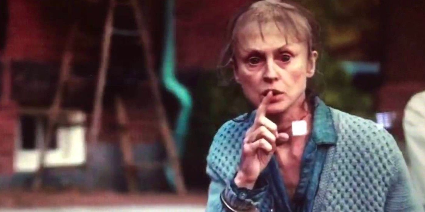 A woman shushing in Shutter Island