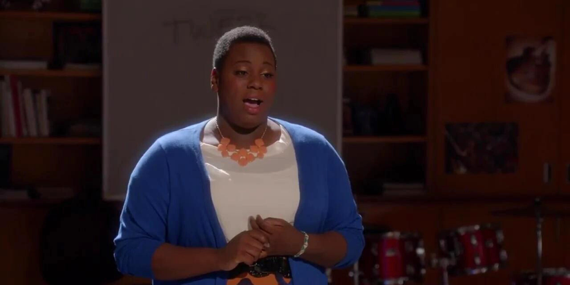 Unique Adams in the choir room Glee