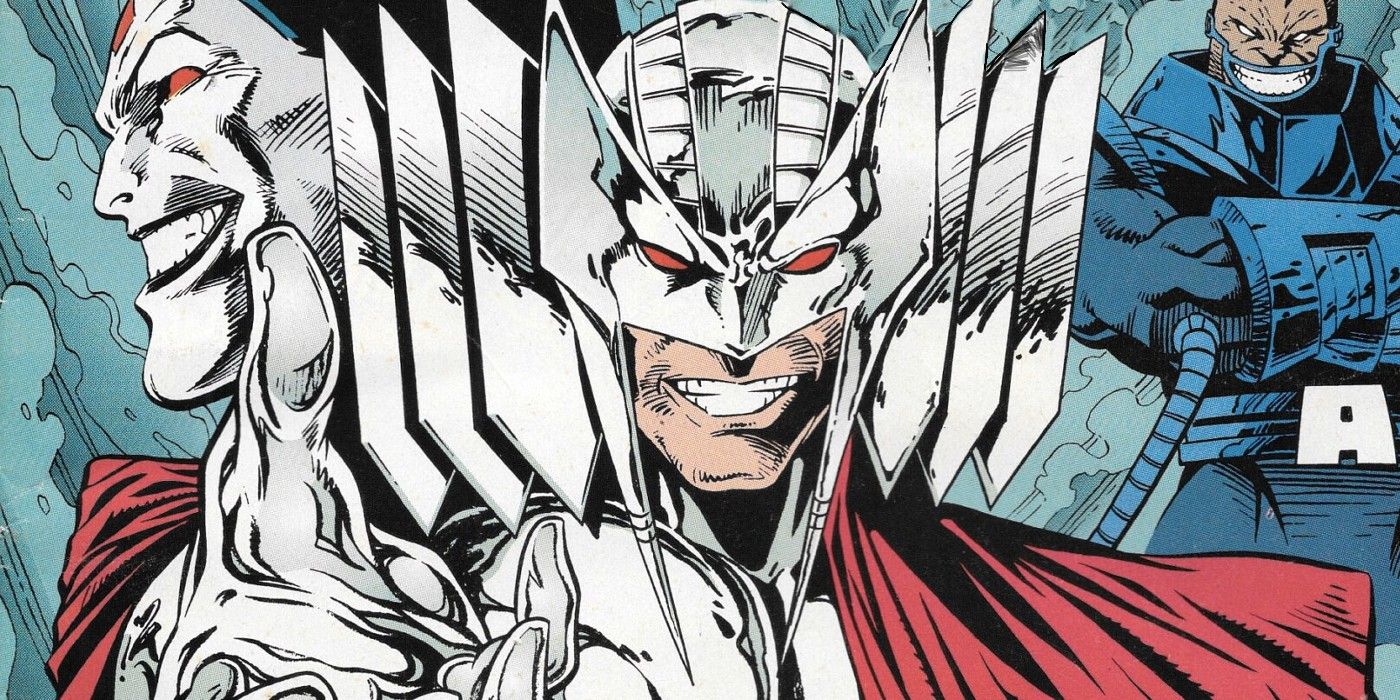 Stryfe sorride minaccioso, con Apocalisse che si staglia dietro