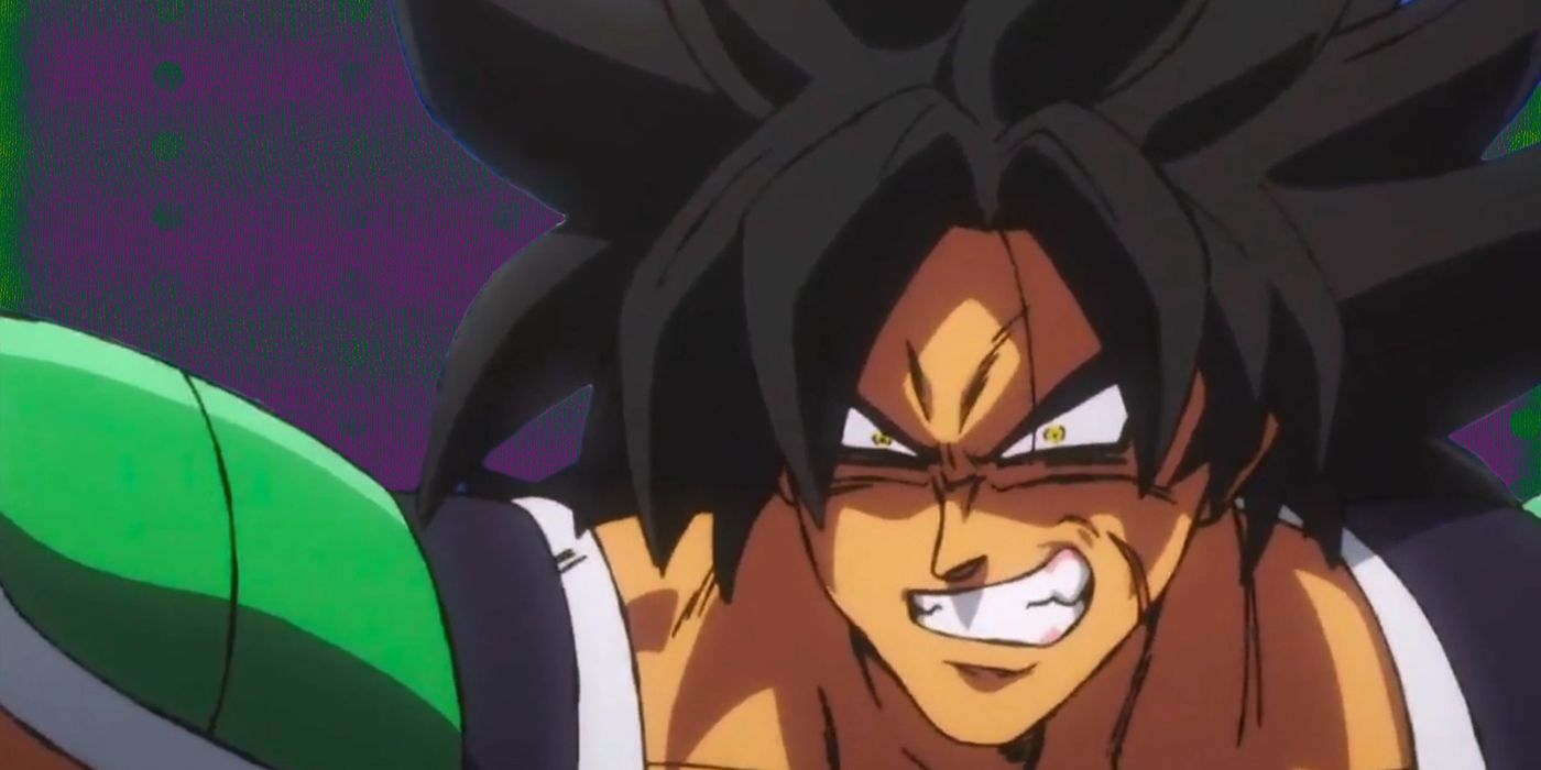 Broly em um screencap de anime de Dragon Ball Super.