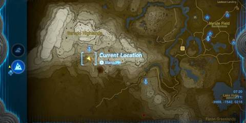 Местоположение укрытия клана Ига в Zelda: Tears of the Kingdom на карте рядом с Герудо