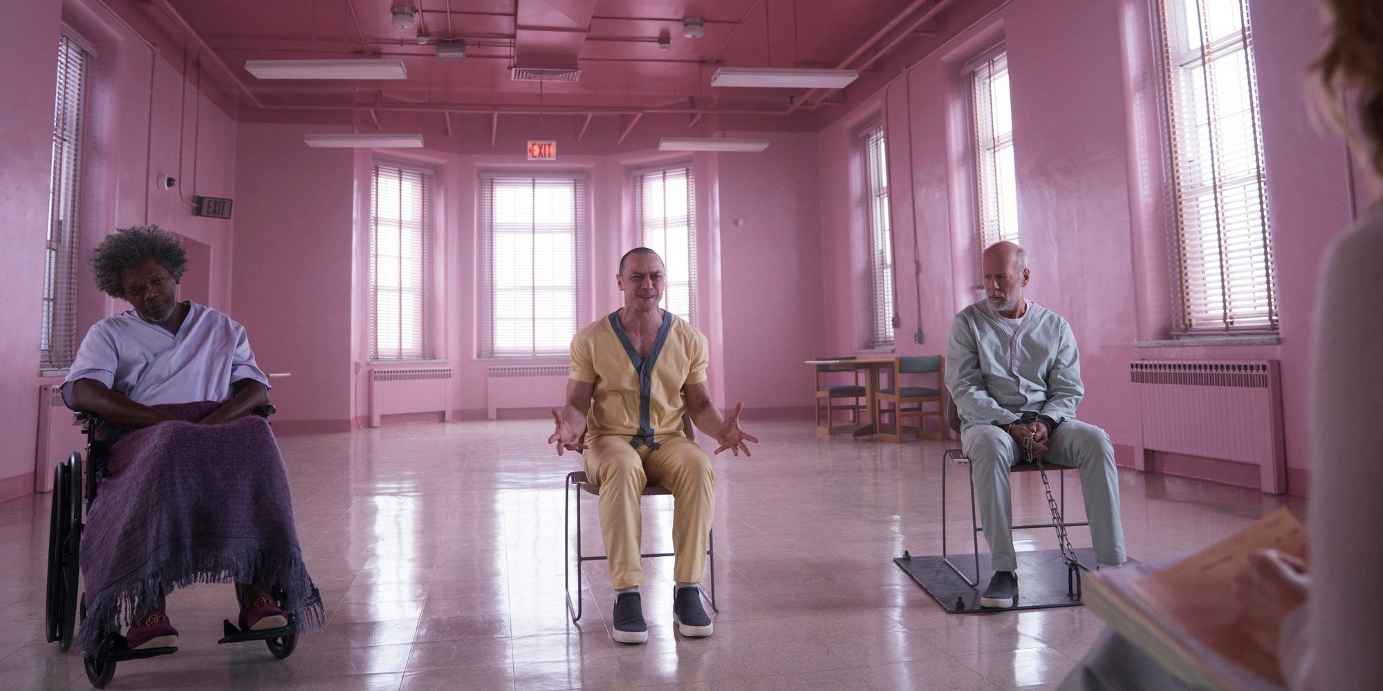 James McAvoy, Samuel L Jackson, and Bruce Willis in a psychiatric hospital in Glᴀss