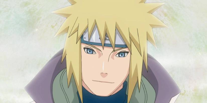 Naruto's Minato gives a small smile as light surrounds him.