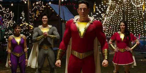 The Shazam family in the 2019 film stood next to each other
