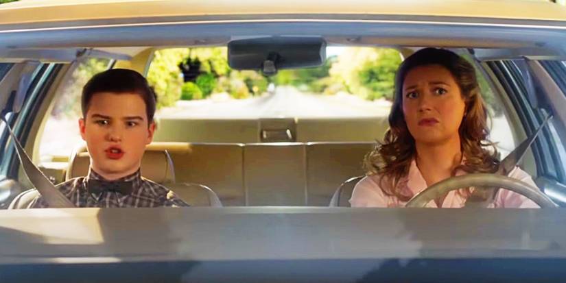 Sheldon and Mary in the car talking in Young Sheldon season 6