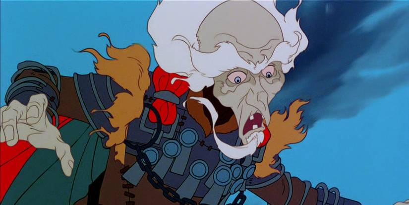 King Haggard falls to his doom in The Last Unicorn