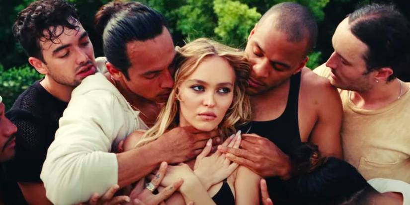 Lily-Rose Depp as Jocelyn surrounded by dancers in The Idol