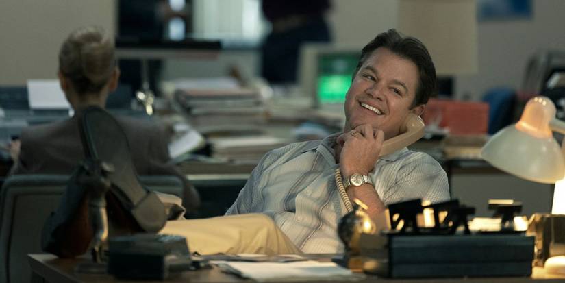 Matt Damon as Sonny Vaccaro speaking on the phone in Air