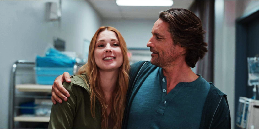 Two characters embracing each other at the hospital in Virgin River season 4