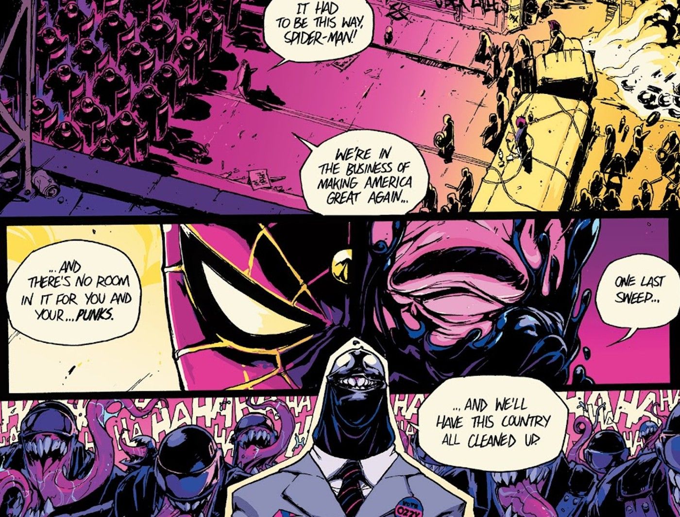 across the spider-verse spider-punk villain president norman osborn venom