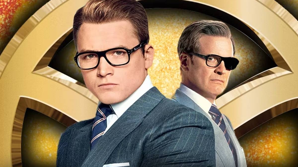 An image of Colin Firth and Taron Egerton in The Kingsman