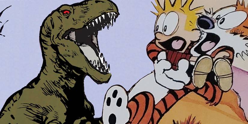Calvin and Hobbes with Dinosaur