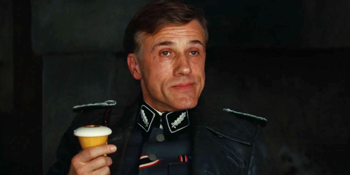 Christoph Waltz as Hans Landa smirking in Inglourious Basterds