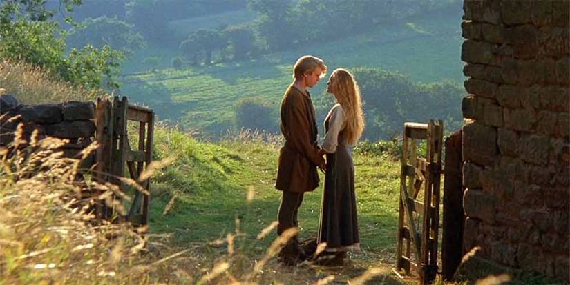 Westley and Princess ʙuттercup in front of a field in The Princess Bride