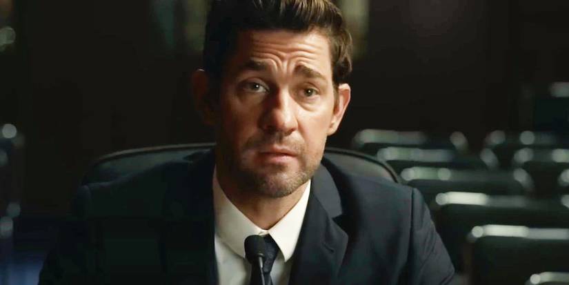 John Krasinski testifying in Tom Clancy's Jack Ryan Season 4