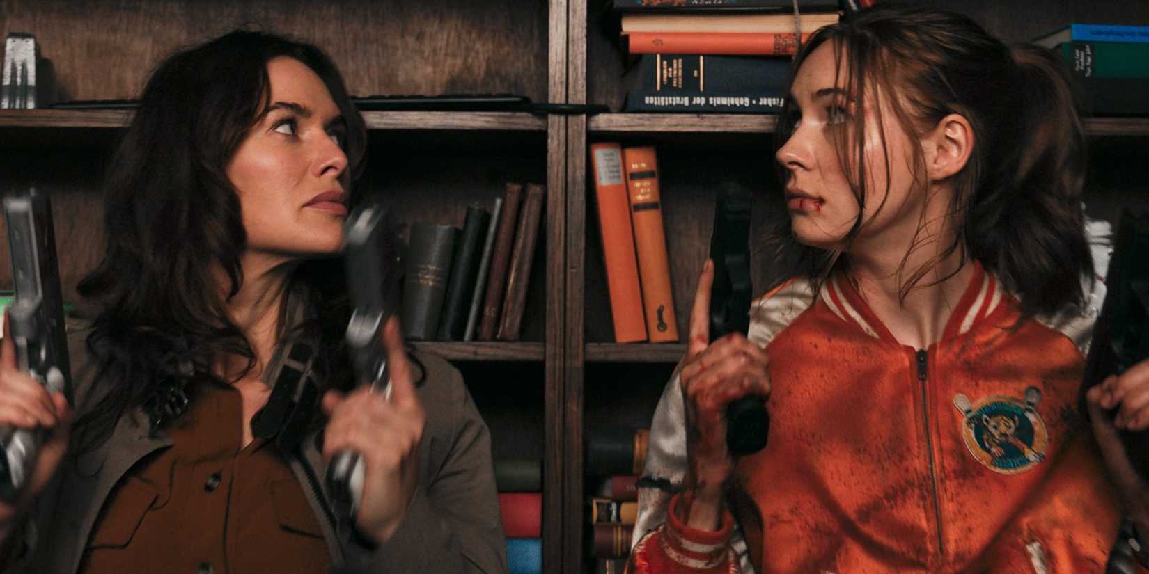 Karen Gillan and Lena Headey with guns in Gunpowder Milkshake