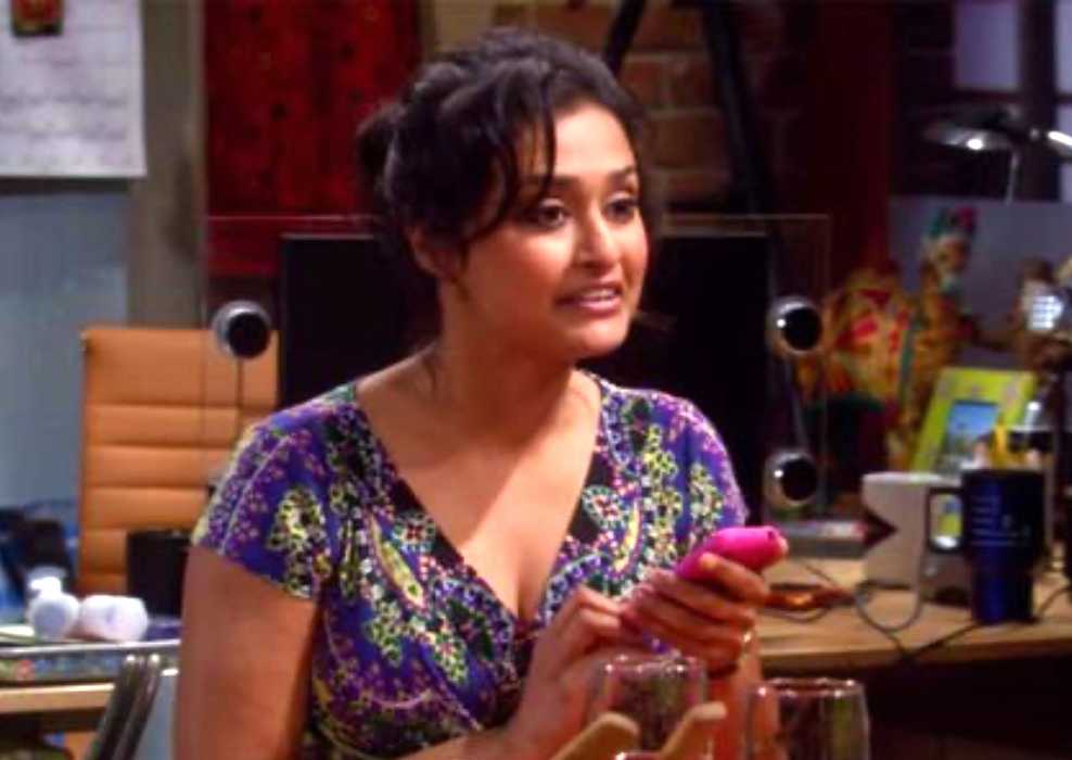 Lakshmi talking on the Big Bang Theory