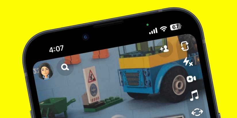 Зеленый кружок Snapchat на экране камеры iPhone