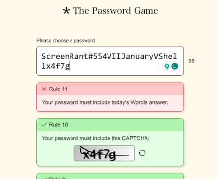 The Password Game Rules Attempt