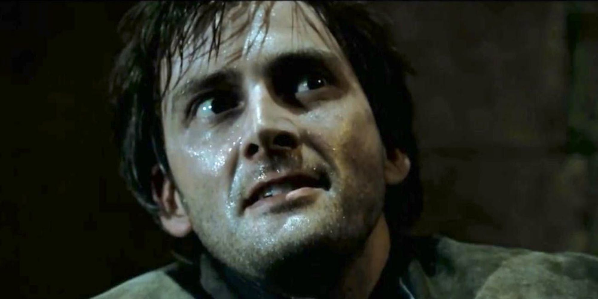 Barty Crouch Jr looking up in Harry Potter and the Goblet of Fire.