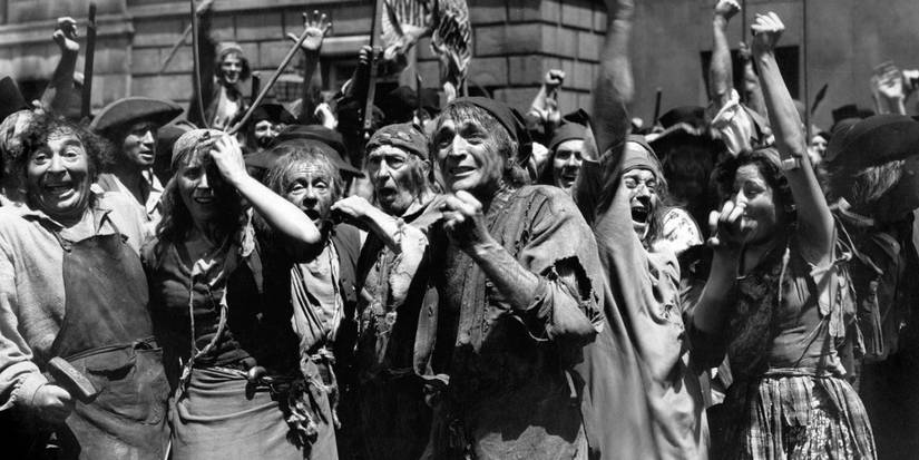The crowd begging in A Tale of Two Cities