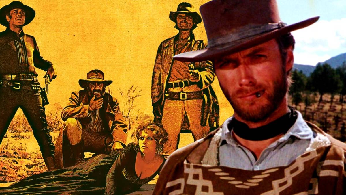 An image of Clint Eastwood in A Fistful of Dollars and the cast in Once Upon A Time In America