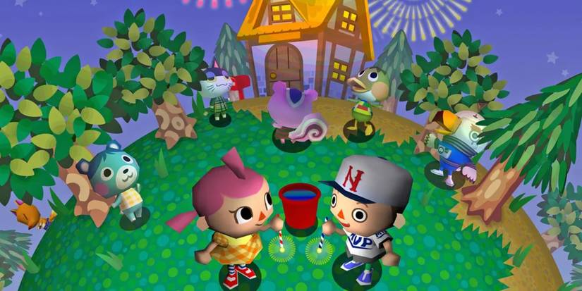 8 Most Important Nintendo GameCube Games Of All Time 4 Two Animal Crossing players surrounded by NPCs in the Game Cube game.