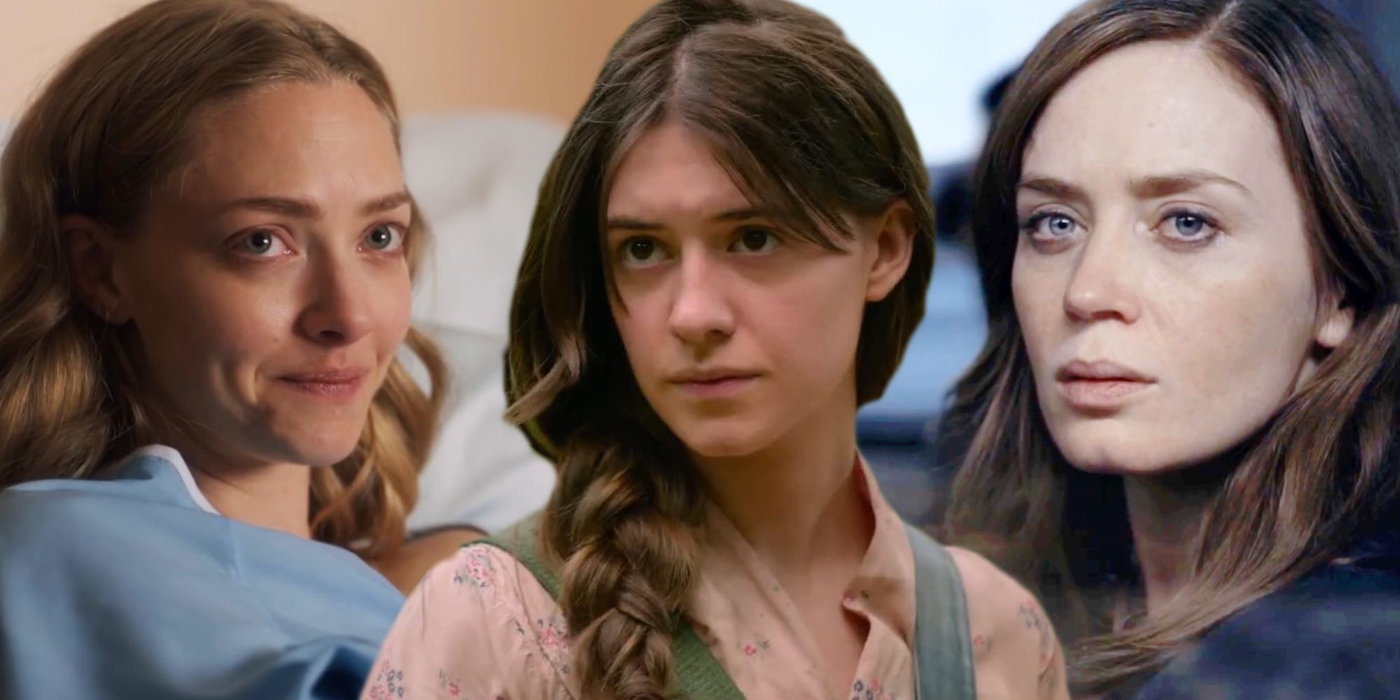 A composite image of characters from A Mouthful of Air, Where the Crawdads Sing, and The Woman on the Train