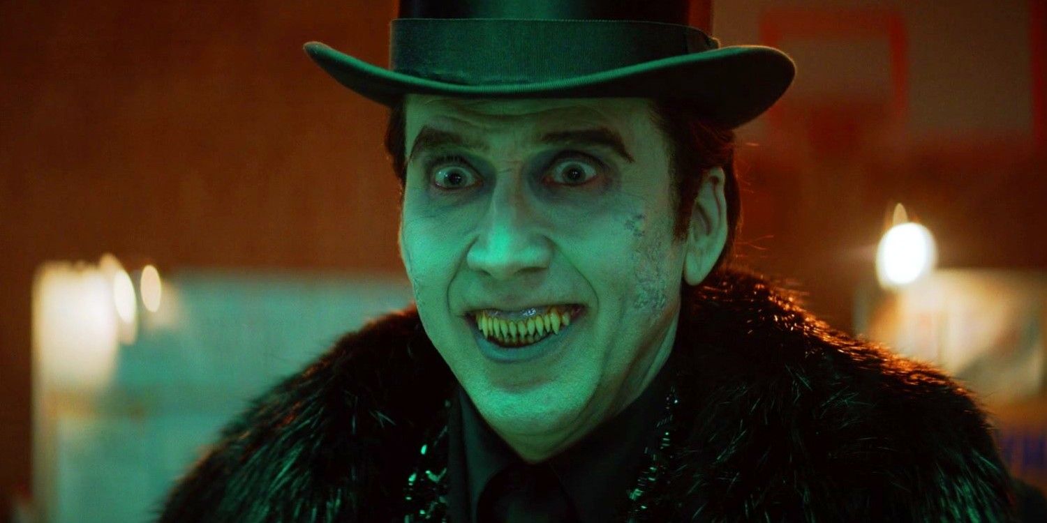 Nicolas Cage baring his teeth as Dracula in Renfield