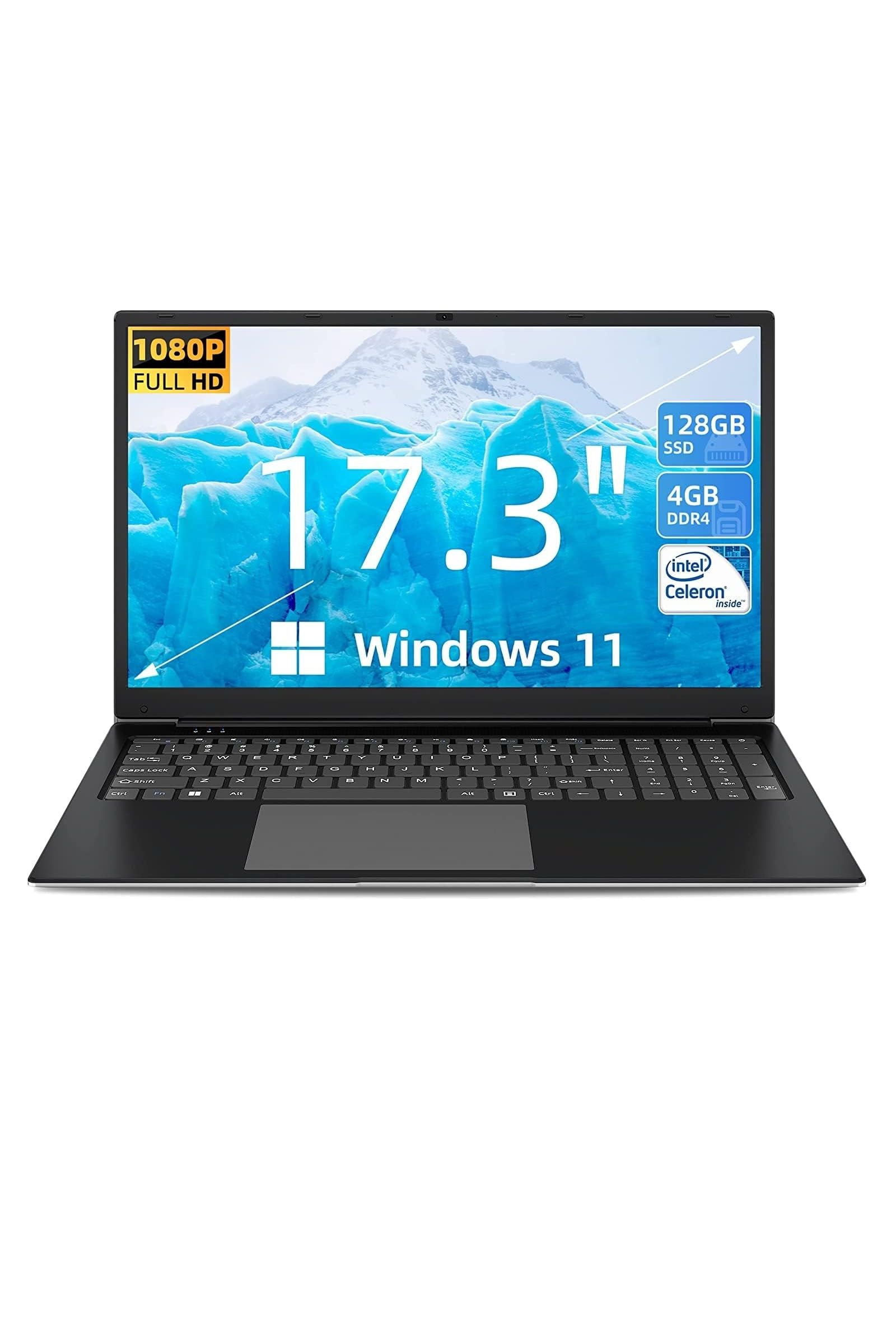 SGIN 17 Inch Laptop, Laptops with IPS Display, 4GB RAM 128GB SSD Computer,  Intel Celeron Quad Core J4105(Up to 2.5 GHz), Mini HDMI, Webcam, Dual