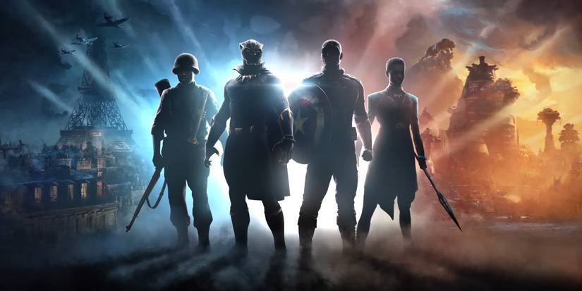 Teaser image for Skydance New Media's Marvel game showing Black Panther, Captain America, and two of their allies in a WWII setting.