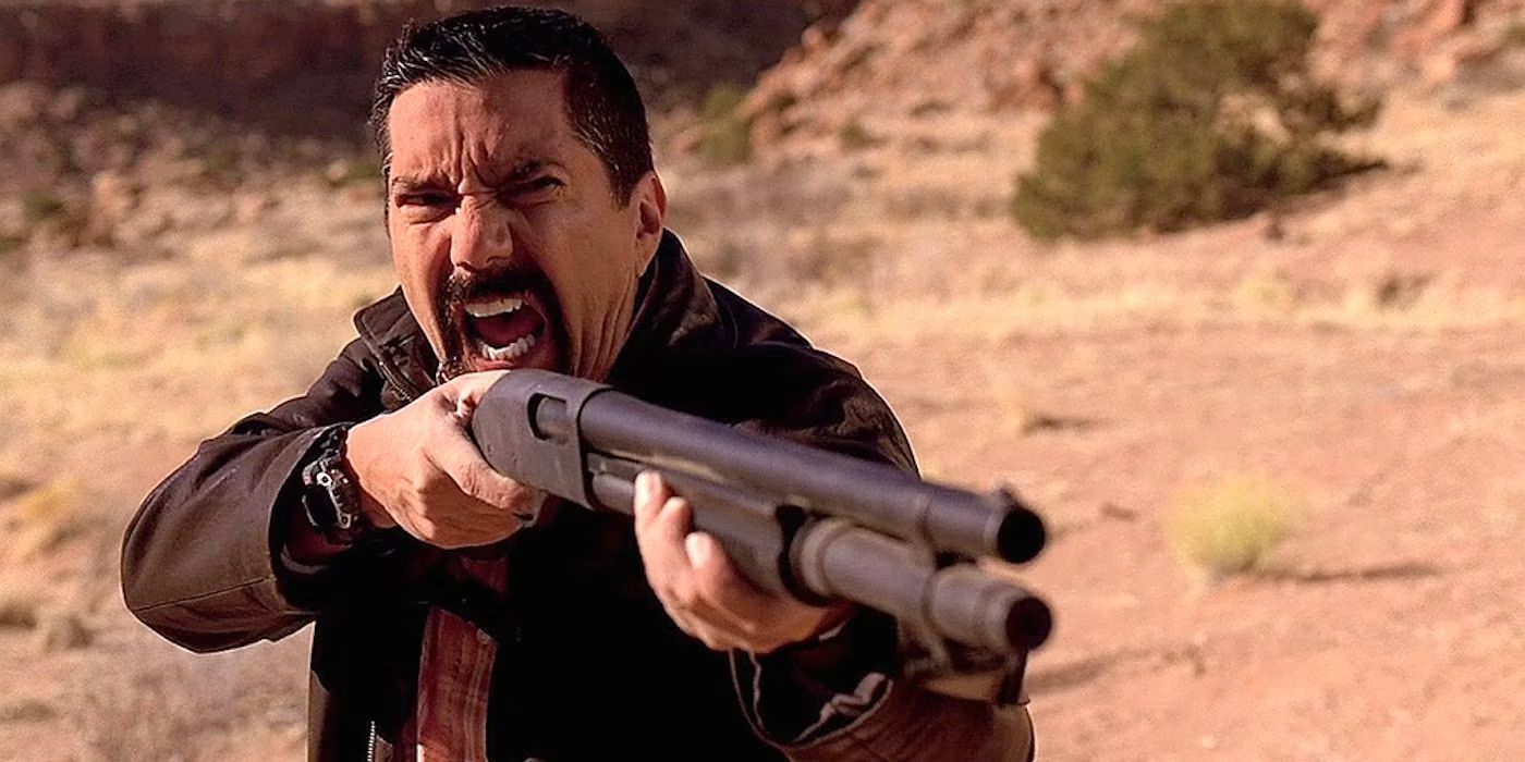 Steven Gomez with a shotgun in Breaking Bad