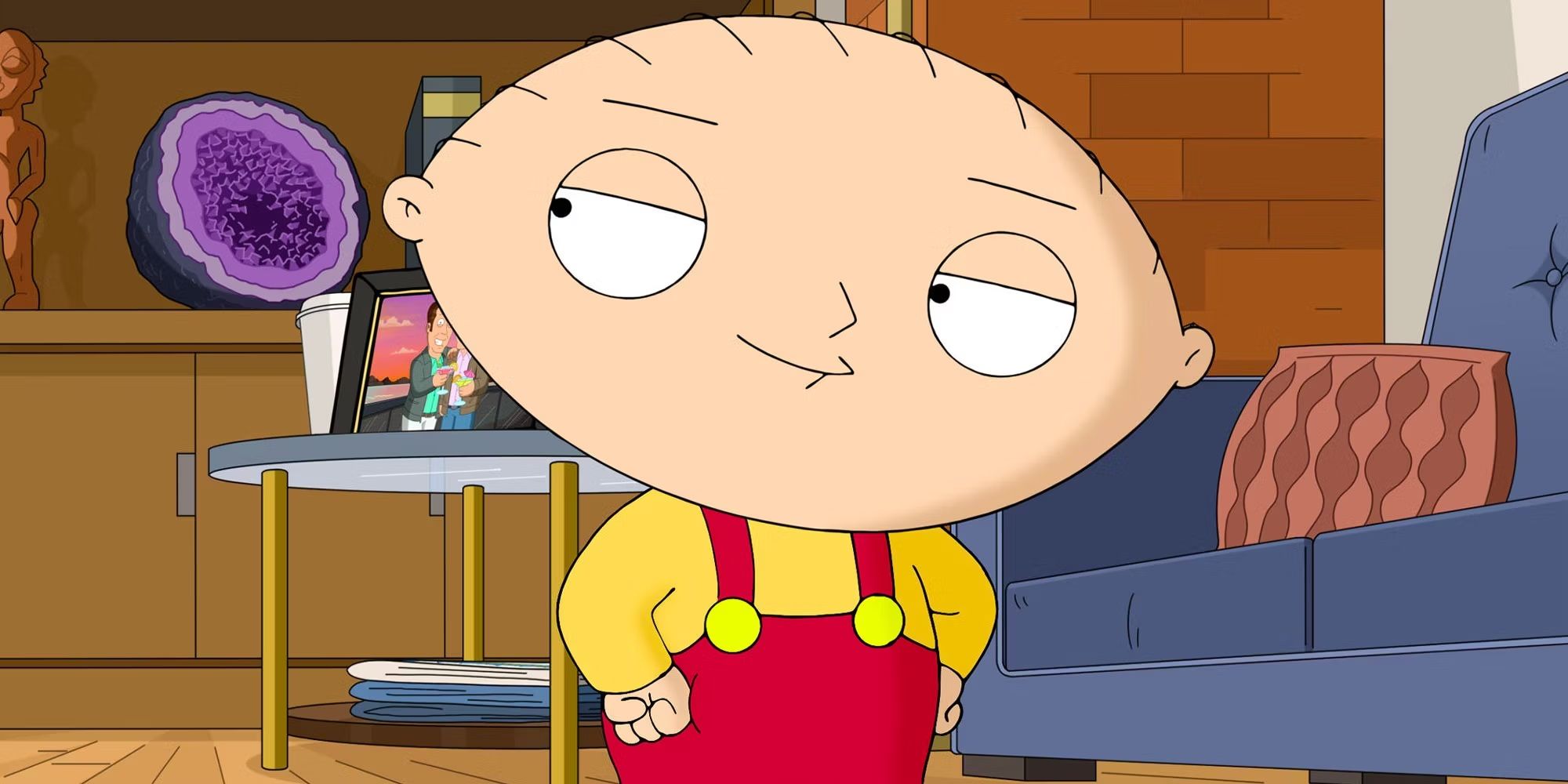 Stewie Griffin smiling in Family Guy
