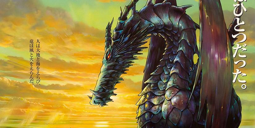 Tales from Earthsea shows a massive dragon against a golden background with clouds.