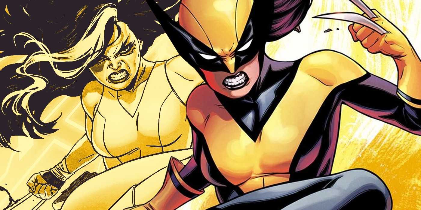Side-by-side of Laura Kinney out of costume, and in costume as Talon