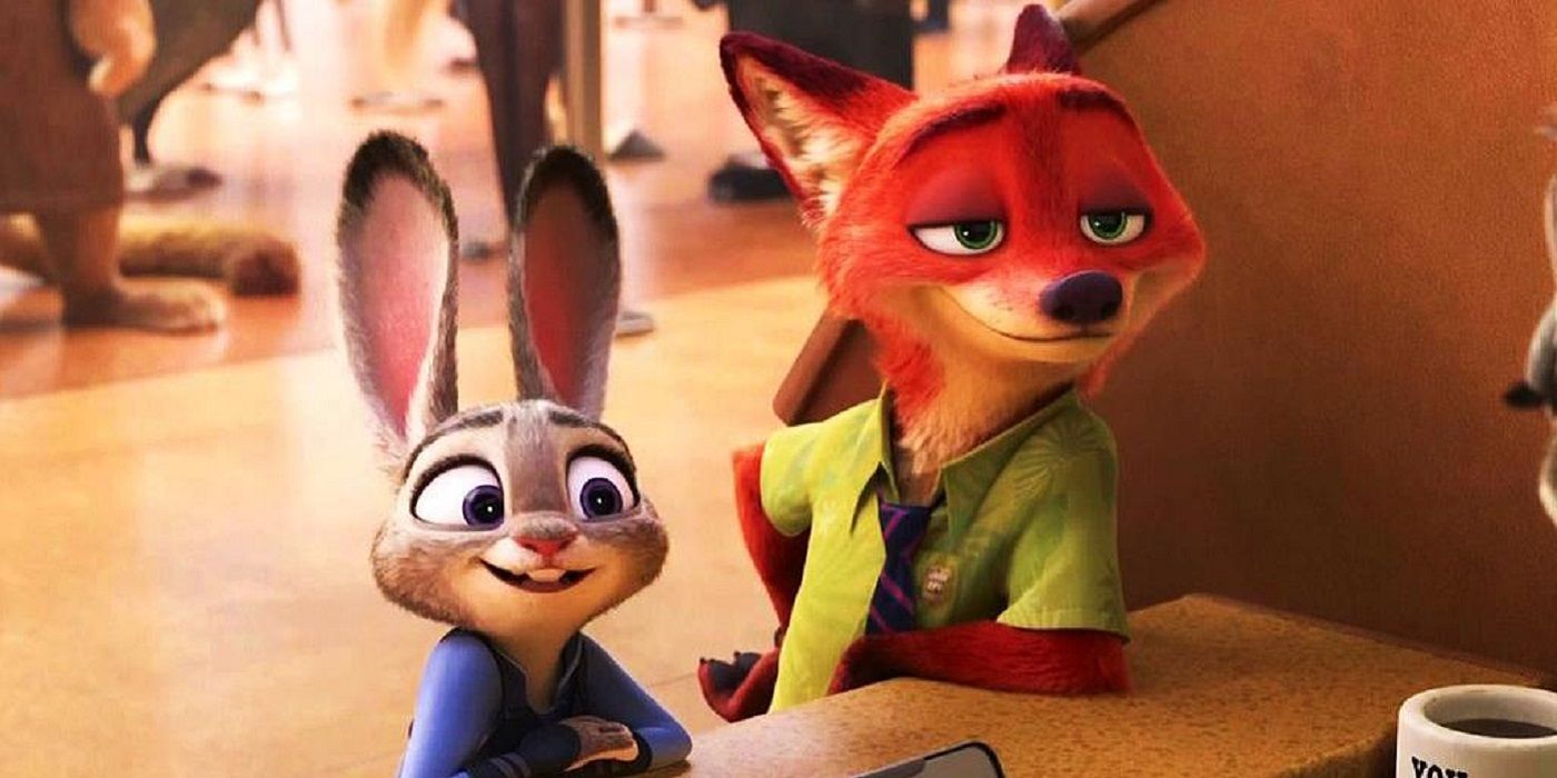 Judy and Nick at the DMV counter in Zootopia