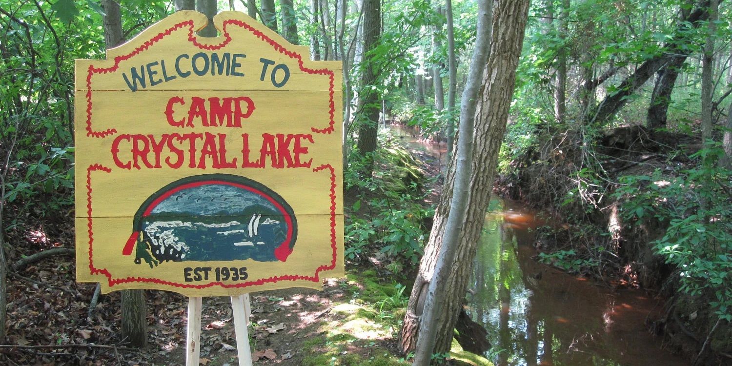 A sign for Camp Crystal Lake in Friday the 13th