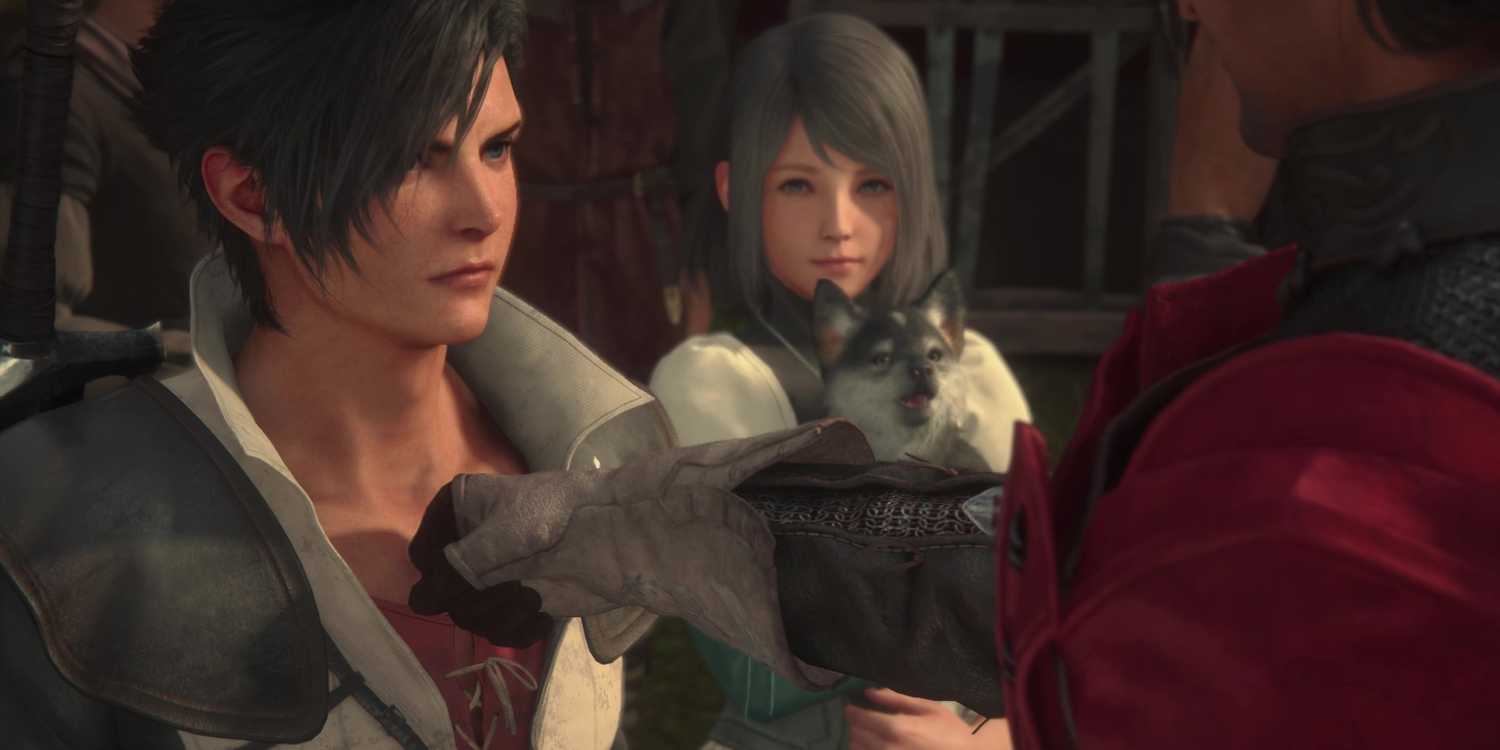FF16 DLC May Completely Ruin The Game (& Past Final Fantasy Games Prove It) - A scene from the intro with a young Clive, Jill, and Torgal
