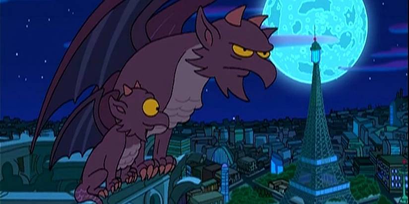 Pazuzu the Gargoyle with his son in France - Futurama season 4
