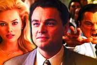 Blended image of Margot Robbie as Naomi Lapaglia and Leonardo DiCaprio as Jordan Belfort in The Wolf of Wall Street