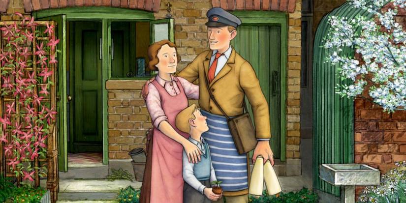 Ethel & Ernest: Ethel, Ernest and their son, embracing in front of their house
