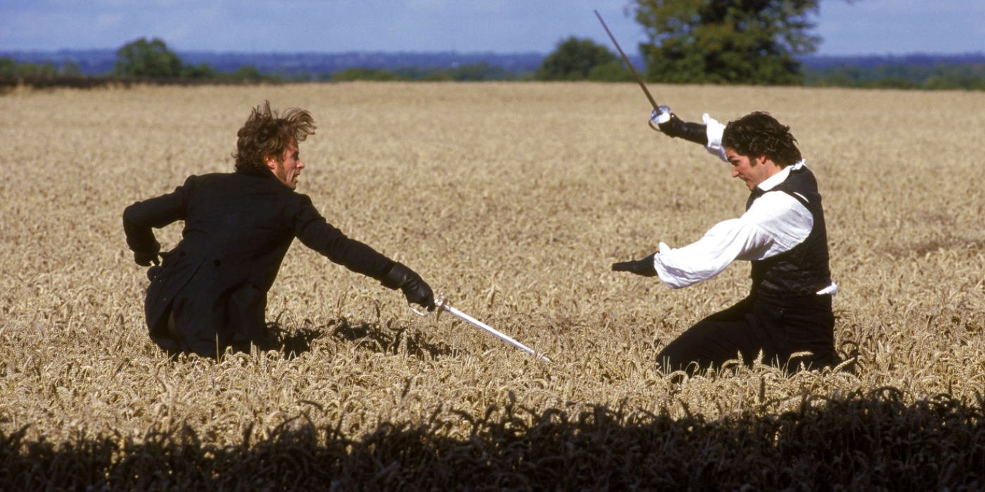 The Count of Monte Cristo final duel between Edmund Dantes and Fernand Mondego in a field