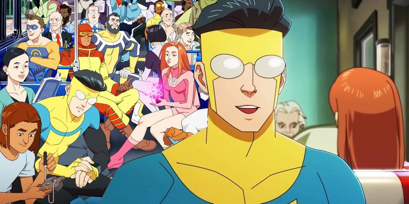 Коллаж с персонажами 2 сезона "Invincible" с изображением Марка Грейсона