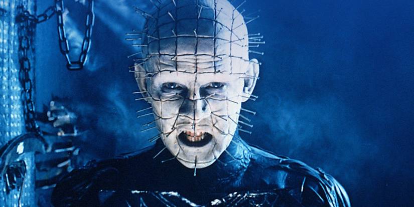 Doug Bradley as Pinhead looking angry in Hellraiser