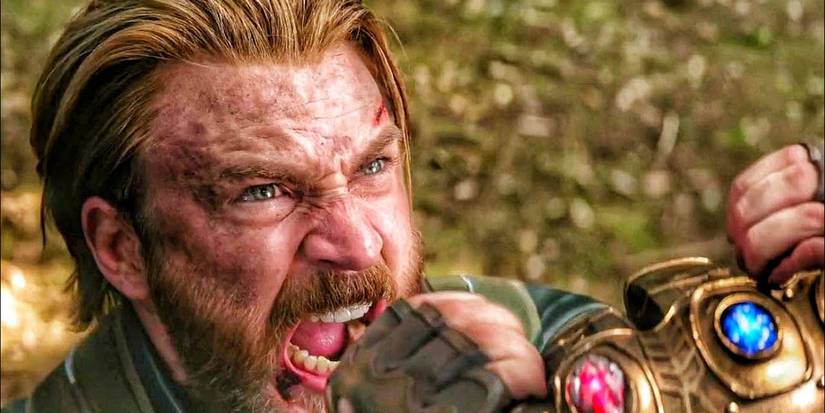 Thanos atacando Capitão América em Vingadores: Guerra Infinita