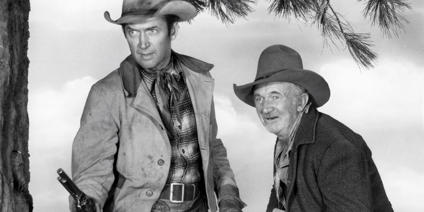 James Stewart and Walter Brennan in The Far Country
